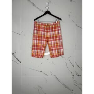 Lauren Ralph Lauren Active Shorts Plaid Golf Bermuda Pink Yellow Women's Size 10